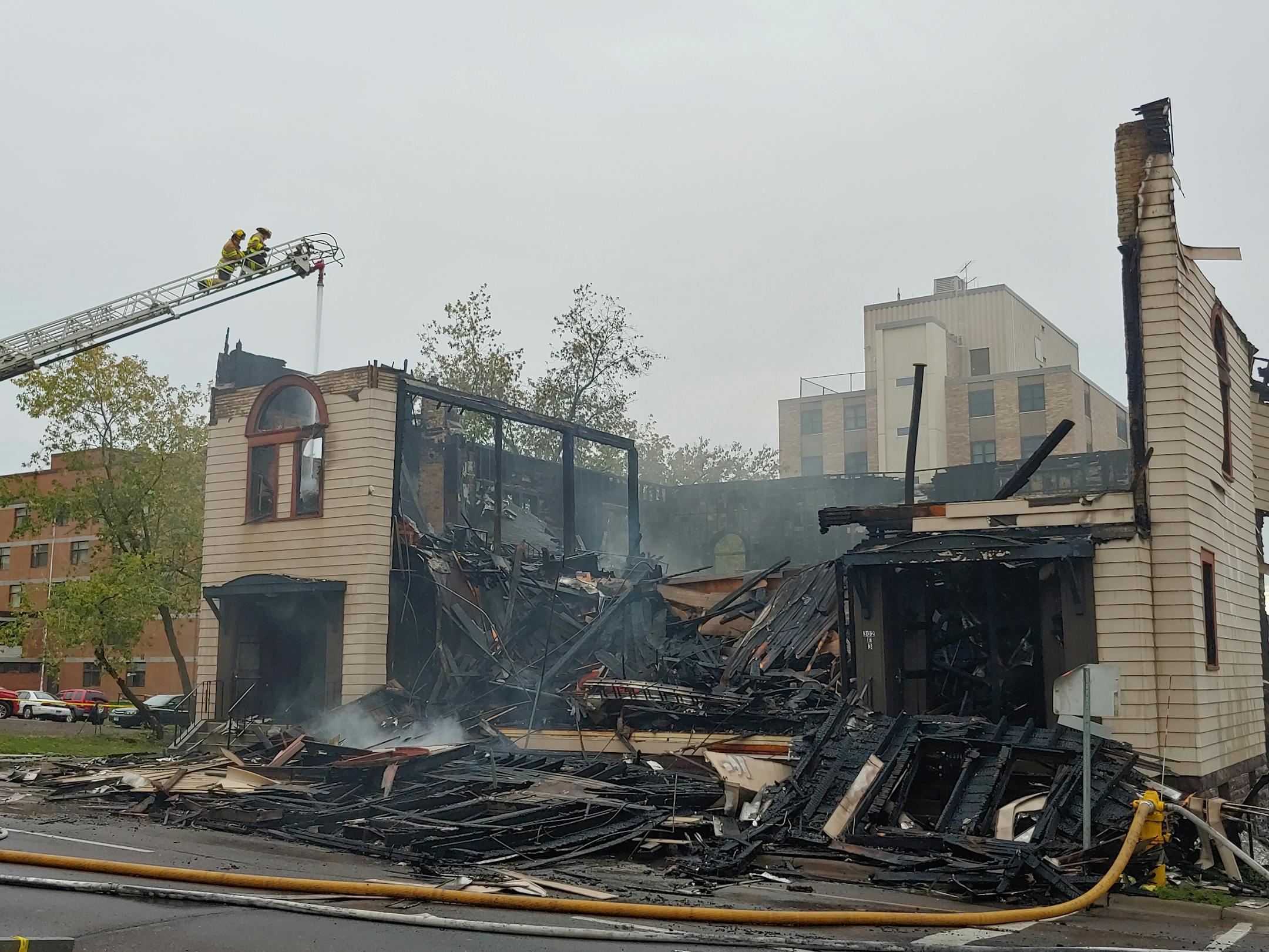 The blaze erupted about 2:20 a.m. today at Adas Israel Synagogue in downtown Duluth.