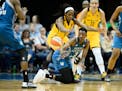 Lynx forward Natasha Howard (3) came off the bench to score a season-high 16 points against the Seattle Storm on Sunday. Howard was 7-for-7 from the f