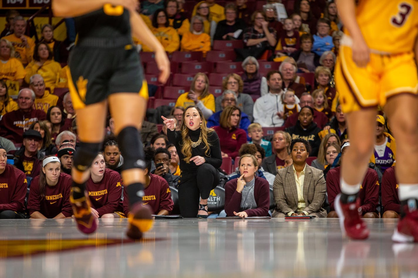 Carly Thibault-DuDonis gives instructions during a game.