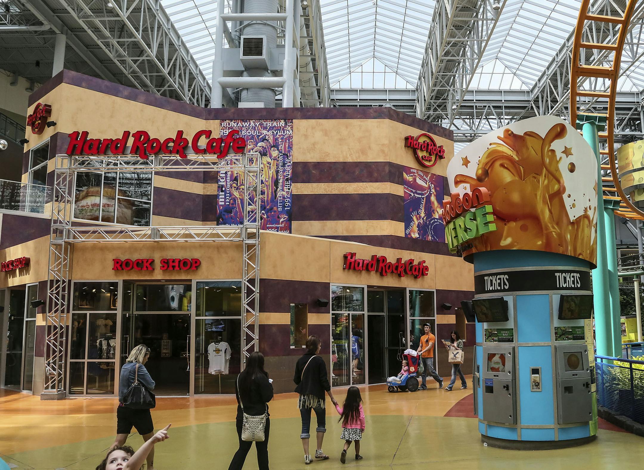 An exterior of the new Hard Rock Cafe that opened in the Mall of America last week and seen Wednesday, Sept. 3, 2014, in Bloomington, MN. The newly opened restaurant features museum quality Rock memorabilia from the likes of Prince, Bob Dylan, Nirvana and many more.] (DAVID JOLES/STARTRIBUNE)djoles@startribune.com Hard Rock Cafe opened last week at Mall of America after closing its Block E location several years ago. The theme restaurant is holding on longer than other members of its "band," lik