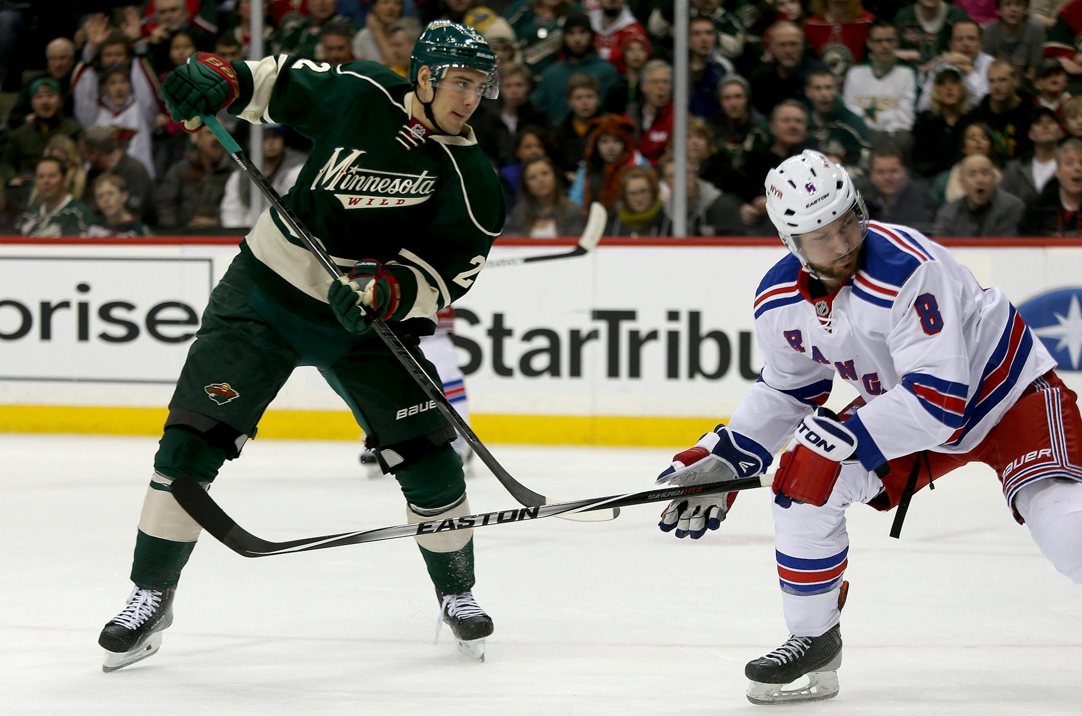 Minnesota's Nino Niederreiter scored in the first period against the Rangers.