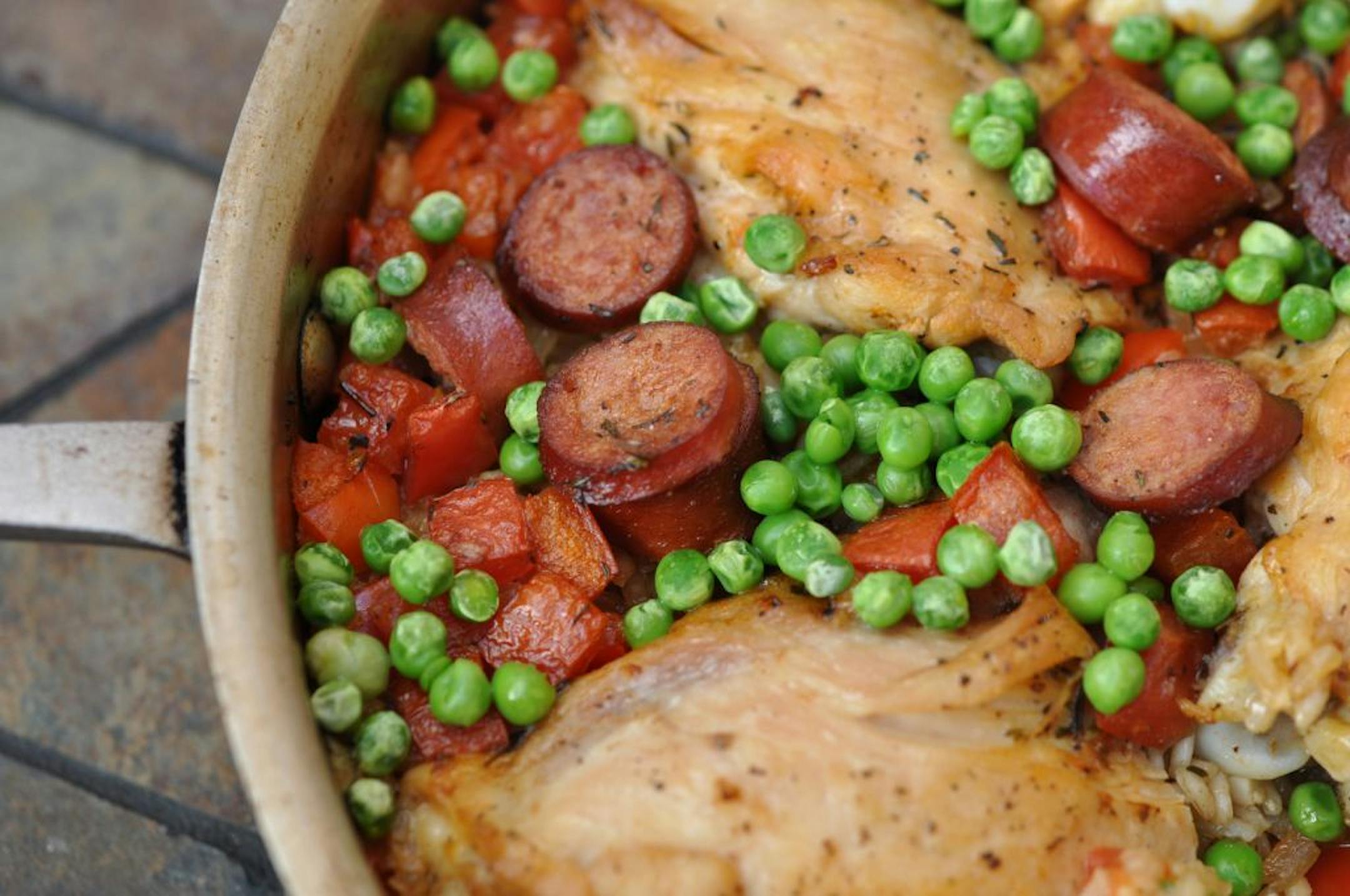 Chicken, sausage and rice skillet dinner