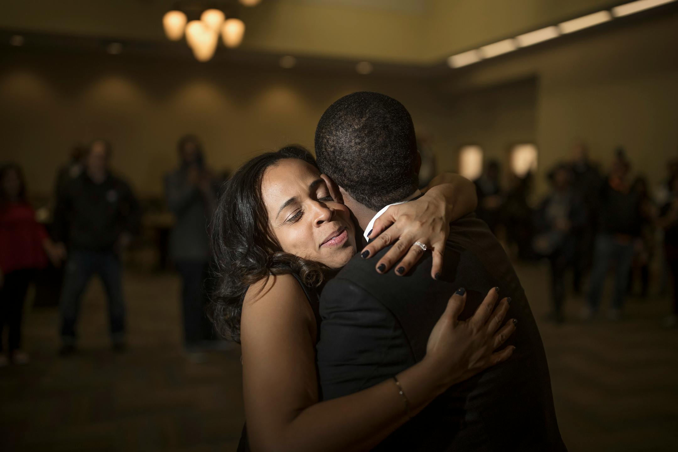 St. Paul elected mayor Melvin Carter danced with his wife Sakenna as the celebrated his win at the Union Depot Tuesday November 7,2017 in St. Paul, MN.] JERRY HOLT � jerry.holt@startribune.com