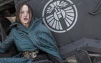This photo provided by Lionsgate shows Jennifer Lawrence as Katniss Everdeen in the film, "The Hunger Games: Mockingjay - Part 2." The movie opens in 