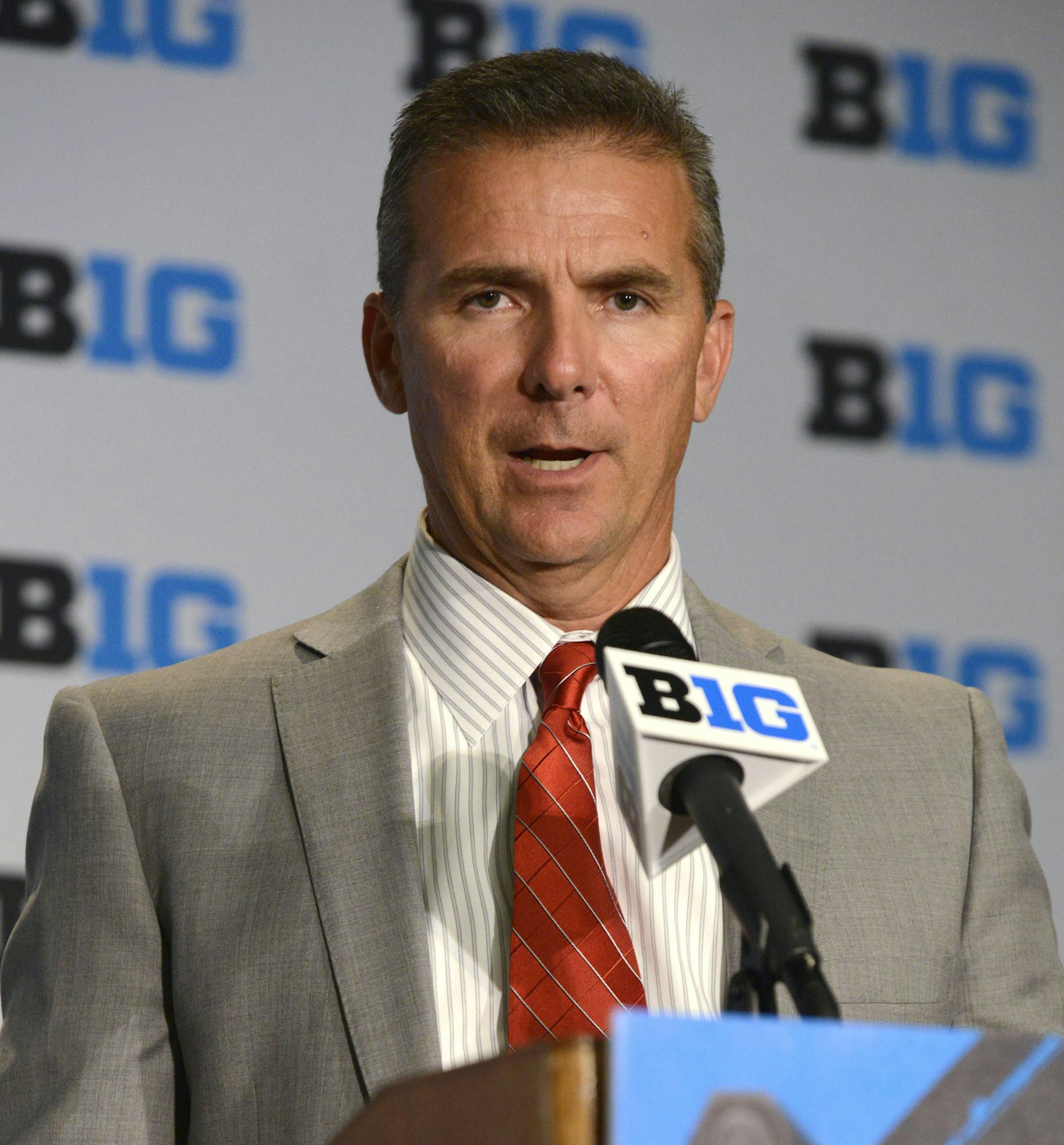 Ohio State head coach Urban Meyer speaks to the media during the Big Ten Football Media Day Thursday, July 30, 2015, in Chicago. (AP Photo/Paul Beaty)