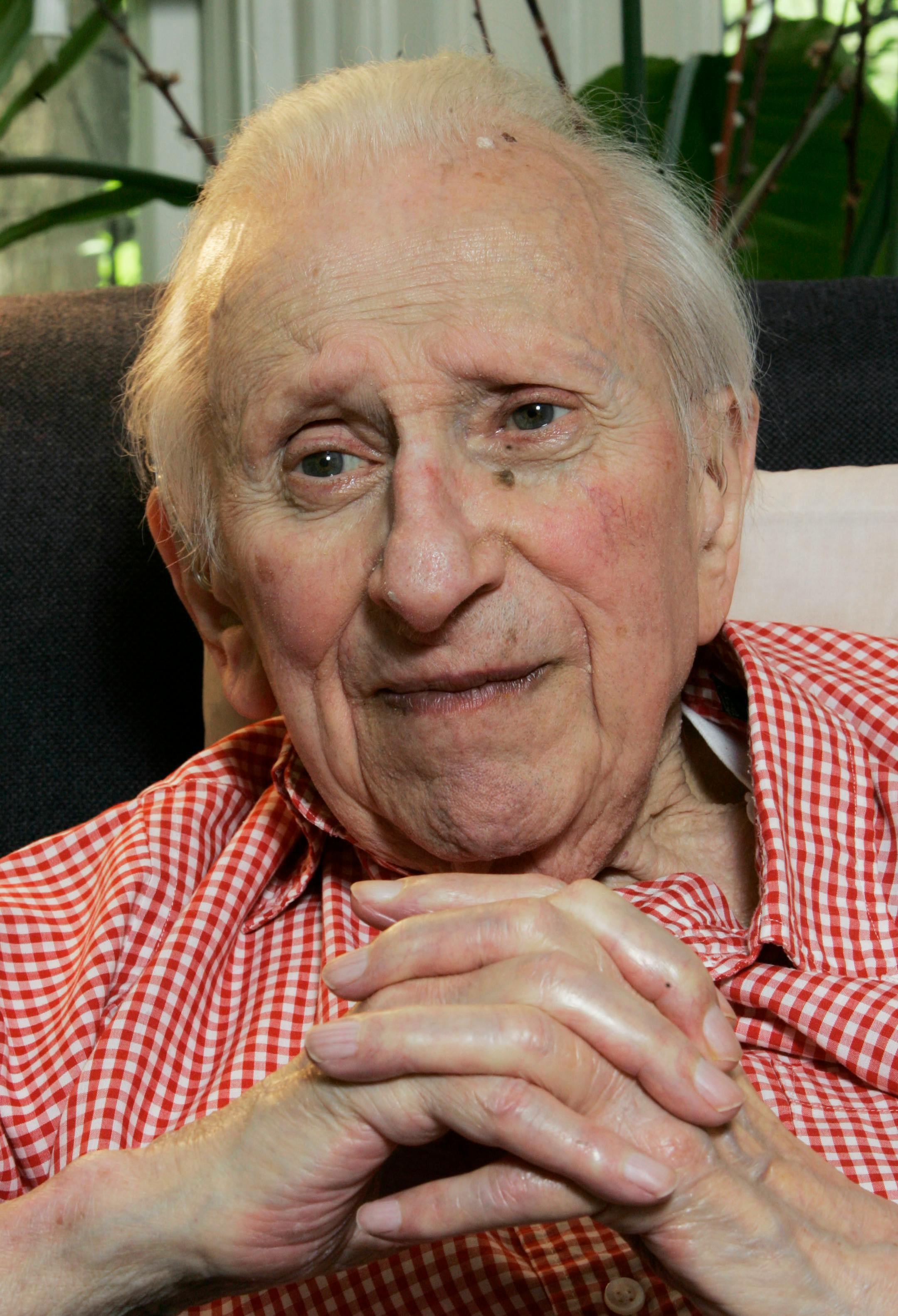 Oral historian Studs Terkel is seen during an interview at his home in May 2007 in Chicago.