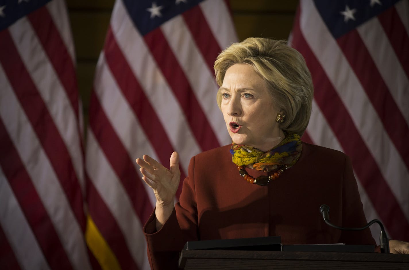 Democratic presidential candidate Hillary Clinton spoke at the University of Minnesota McNamara Alumni Center on Tuesday in Minneapolis.