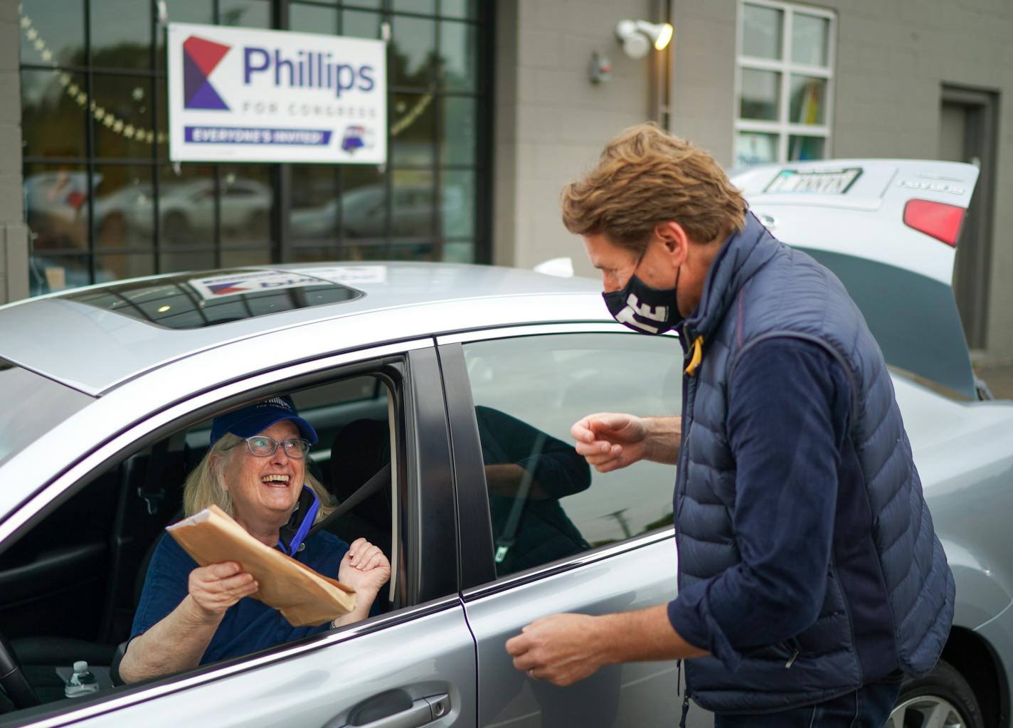 Congressman Dean Phillips was excited to find his fourth grade teacher, Linda Witzel among the volunteers who lined up to campaign for him. Congressman Dean Phillips greeted volunteers who lined up Saturday morning to gather campaign materials before going out into their communities. ] GLEN STUBBE • glen.stubbe@startribune.com Saturday, September 26, 2020 Democrat Dean Phillips, a wealthy businessman with no experience in elected office, ended the GOP's decades-long reign in the western suburbs