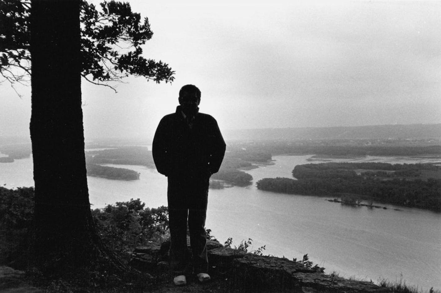 October 06, 1985 Dean Rebuffoni was silhouetted along the Iowa bank of the Mississippi River near Prairie Du Chien. Cathy Rebuffoni