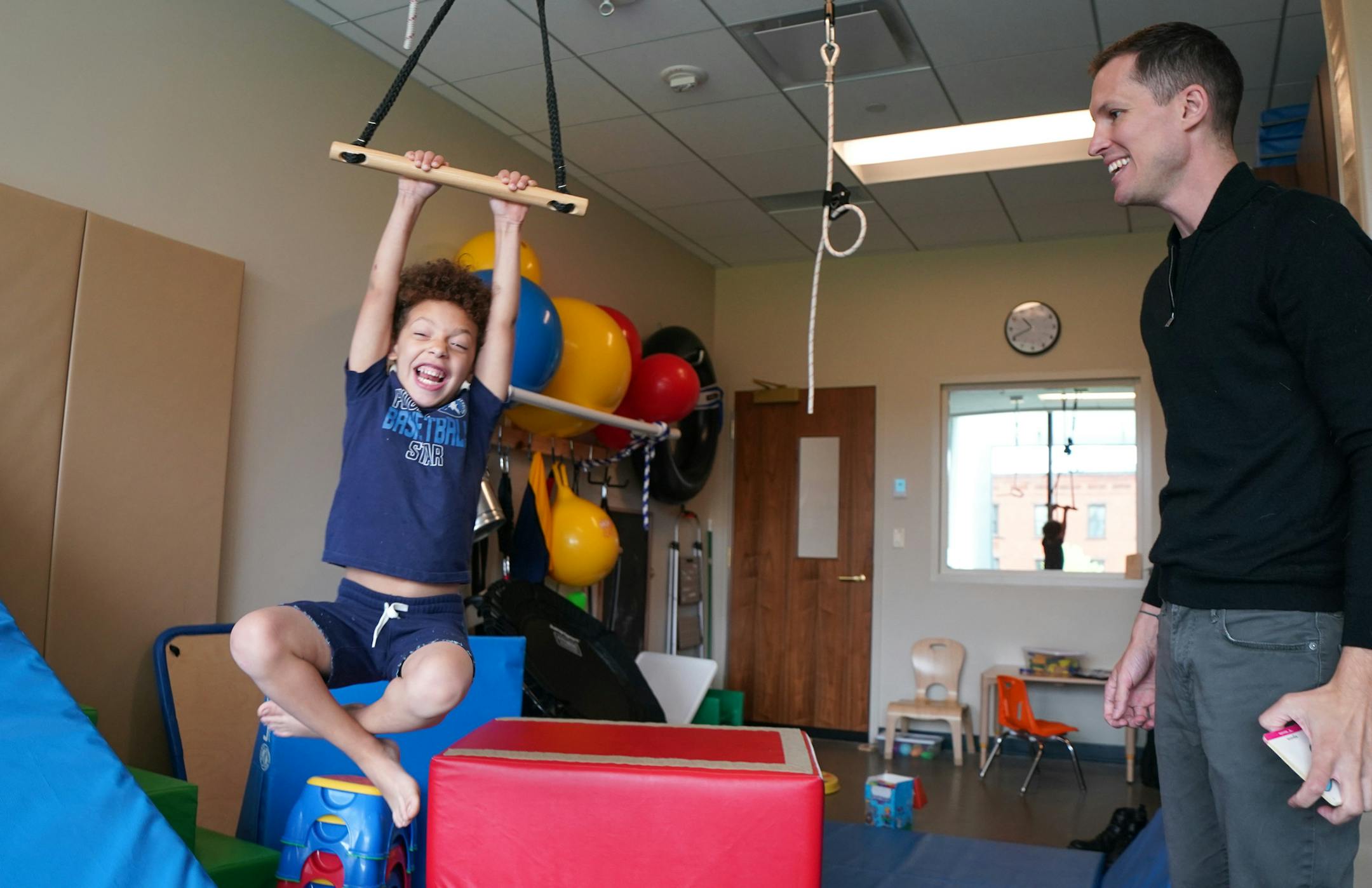 For doing so well, the young patient got to pick his next activity from picture cards. He picked swinging on the trapeze. Nicholas Lynch, a speech language pathologist with St. David's Child And Family Development Center at the Harmon Center in Westminster Presbyterian Church, worked with the young patient at the Center. ] GLEN STUBBE &#x2022; glen.stubbe@startribune.com Monday, July 1, 2019 Many churches now house child care centers and offers family services. But Westminster Presbyterian Churc