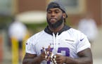 Minnesota Vikings defensive tackle Sharrif Floyd (73) during the first day of the team's NFL football training camp at Mankato State University in Man