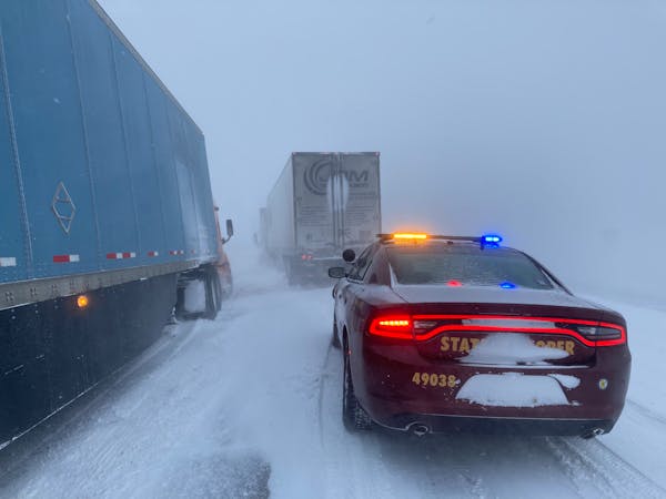 The Minnesota Department of Transportation and the Minnesota State Patrol closed I-94 for a time between Moorhead and Fergus Falls, where several truc