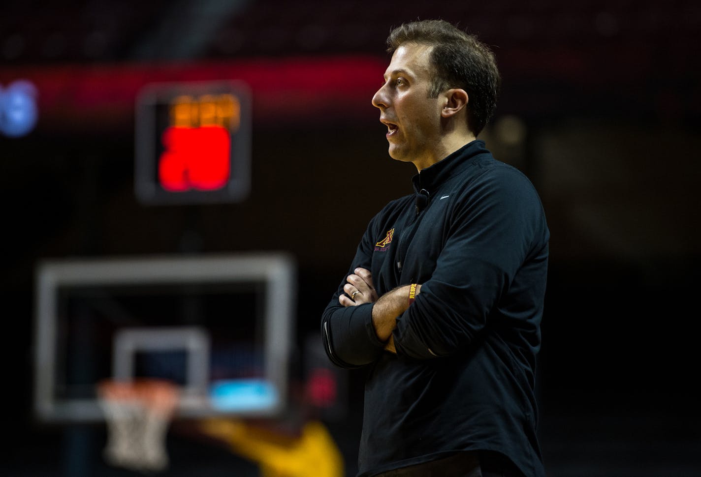 Minnesota Golden Gophers head coach Richard Pitino directed his team during Saturday afternoon's scrimmage action. ] (AARON LAVINSKY/STAR TRIBUNE) aaron.lavinsky@startribune.com The University of Minnesota Golden Gophers men's basketball team scrimmaged on Saturday, Oct. 22, 2016 at Williams Arena in Minneapolis, Minn.