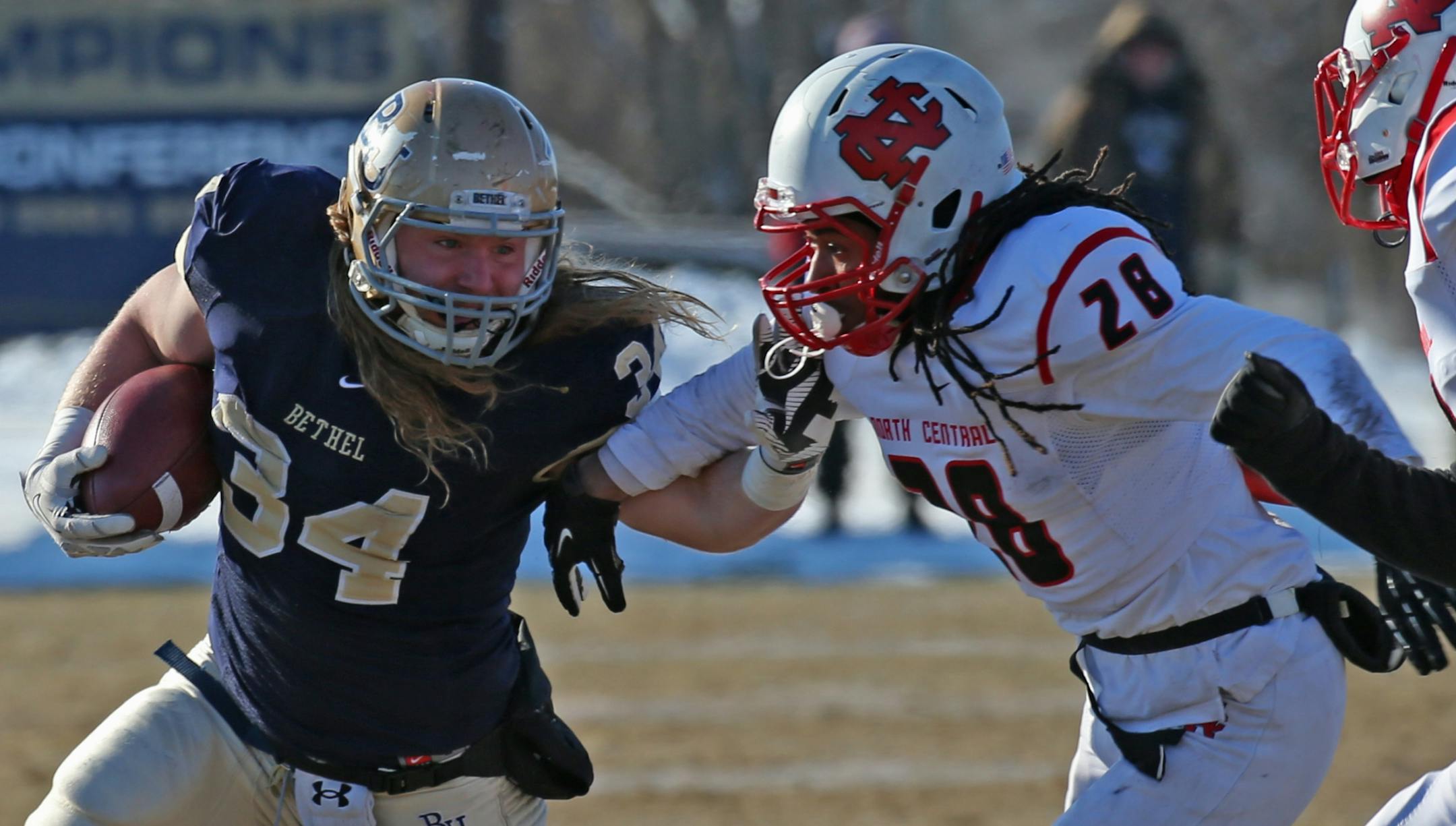 Bethel's Jesse Phenow was chased down by North Central's Connor Douglas in first half action.