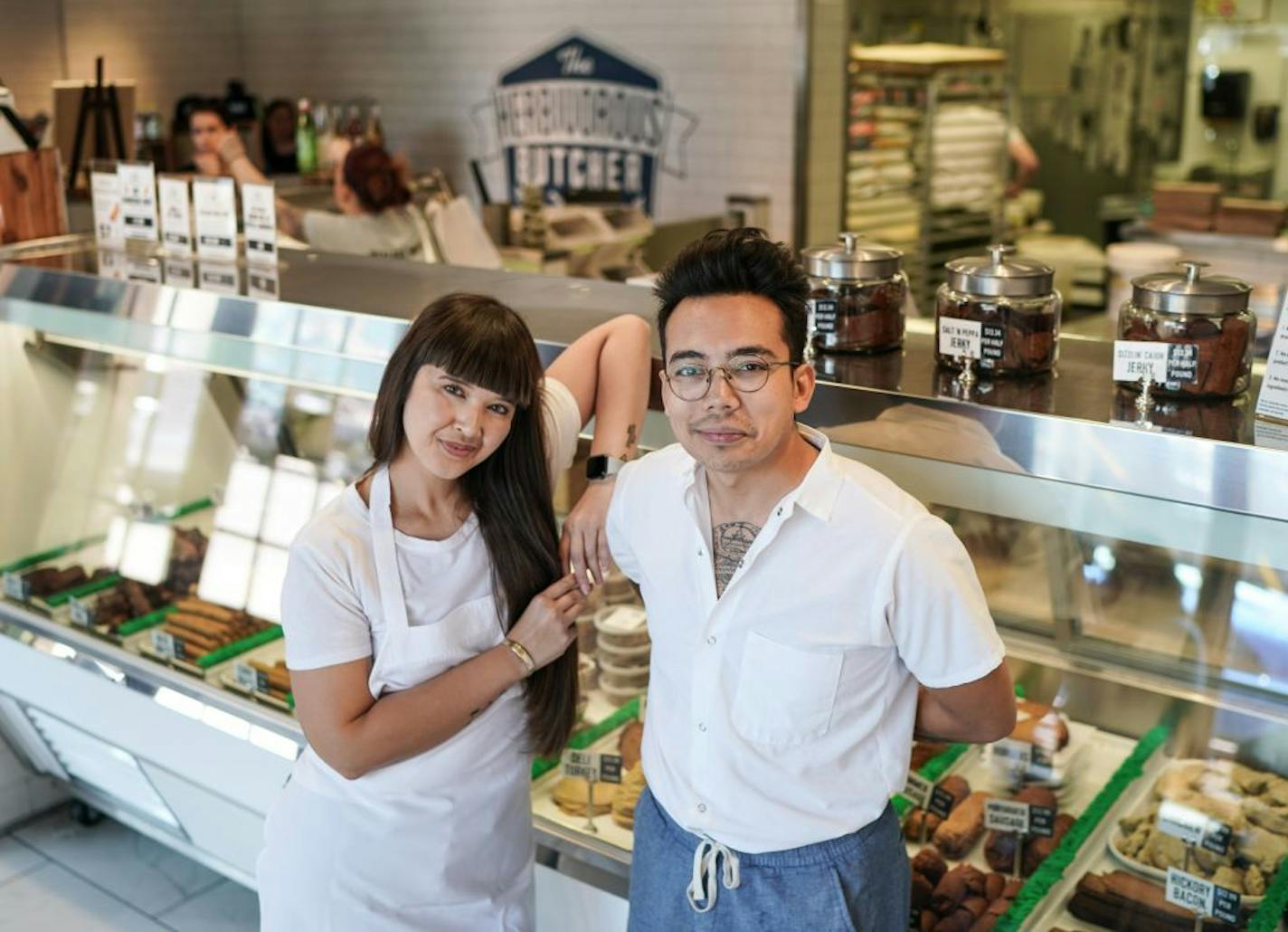 Herbivorous Butcher co-owners, and siblings, Aubry and Kale Walch in their Minneapolis store.