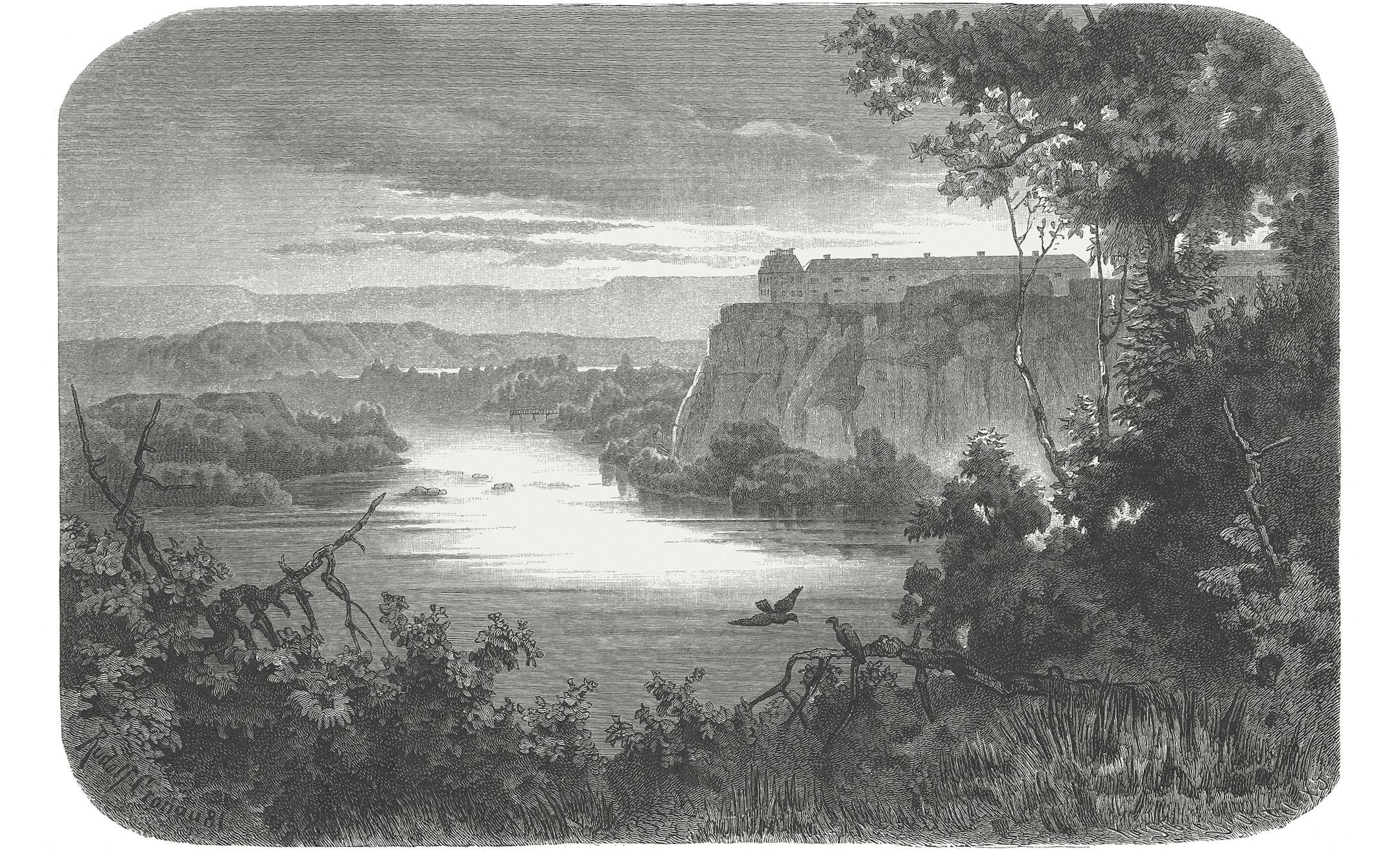 iStock
Mouth of the Minnesota River in the Mississippi River below of the Fort Snelling. Woodcut engraving after a drawing by Rudolf Cronau (German painter, 1855 - 1939), published in 1882.