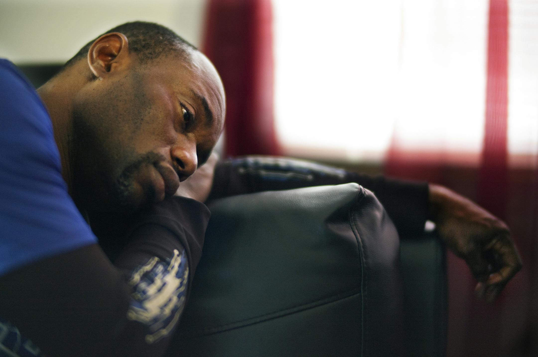 At his home in Crystal, Collins is emotional distraught by the disappearance of his son, Barway.] Richard Tsong-Taatarii/rtsong-taatarii@startribune.com