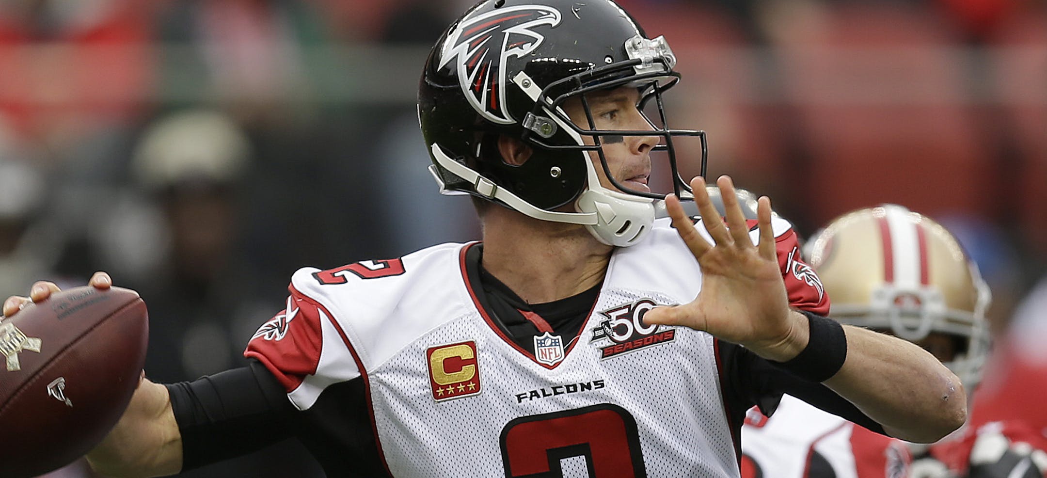 FILE - This Nov. 8, 2015 file photo shows Atlanta Falcons quarterback Matt Ryan (2) passing against the San Francisco 49ers during the first half of an NFL football game in Santa Clara, Calif. Ryan is looking for the Falcons offense to improve against the Indianapolis Colts to snap a 2-game skid. "We just need to get back to executing in the way we are capable of,î Ryan said after practice on Wednesday, Nov. 18, 2015. (AP Photo/Ben Margot, file)