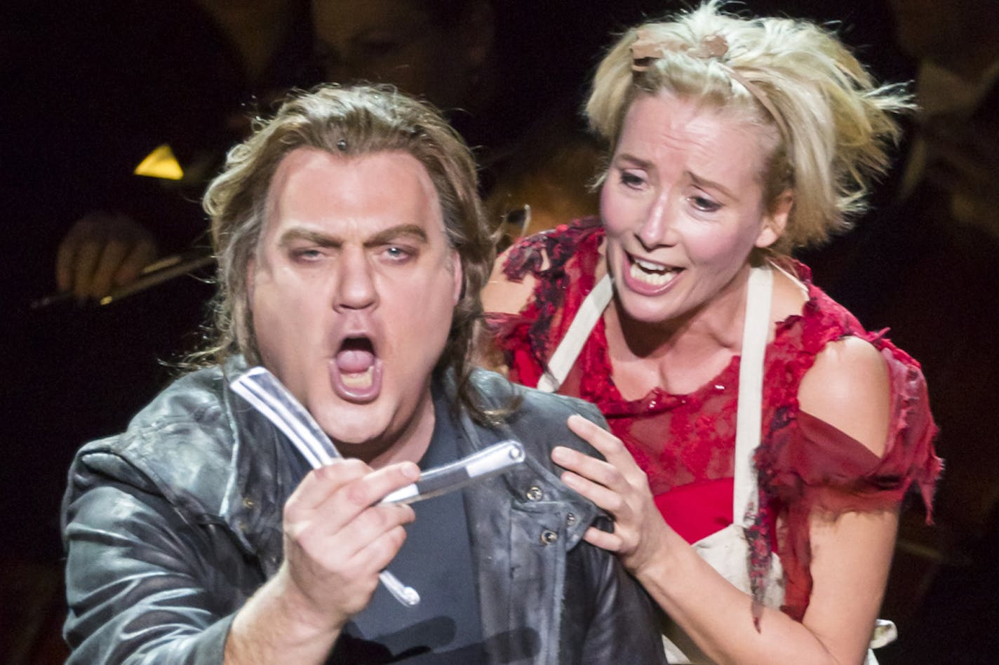 Chris Lee photo "Live From Lincoln Center" Bryn Terfel, left, and Emma Thompson in "Sweeney Todd: The Demon Barber of Fleet Street."