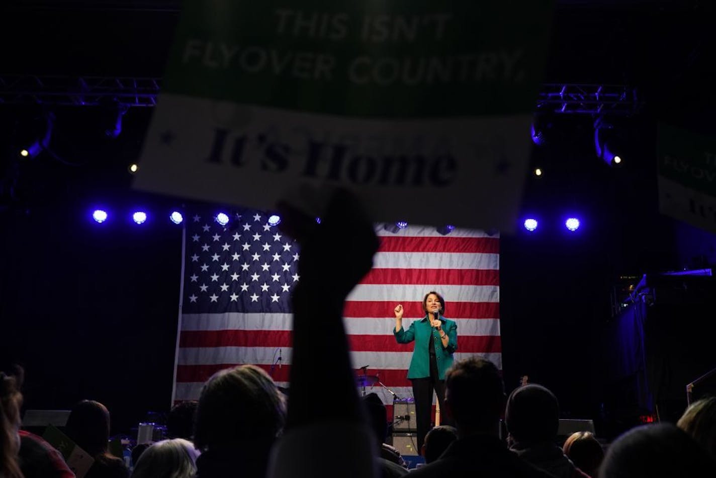 Supporters cheered as Presidential candidate Sen. Klobuchar spoke on stage Friday night at First Avenue for a Get Out The Vote rally.