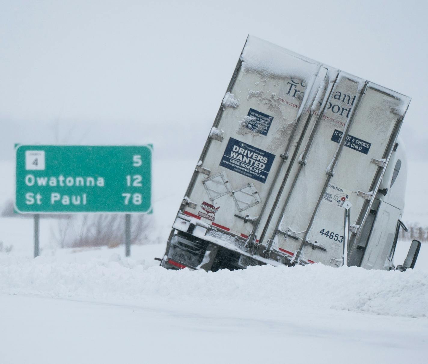 Automobiles and tractor trailers were no match for the five to 8 foot drifts on I-35 south of Owatonna. ] GLEN STUBBE &#x2022; glen.stubbe@startribune.com Monday, February 25, 2019 Follow on the blizzard that stranded hundreds of motorists in southern Minnesota.