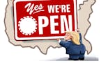 Sack cartoon: Open by Easter?
