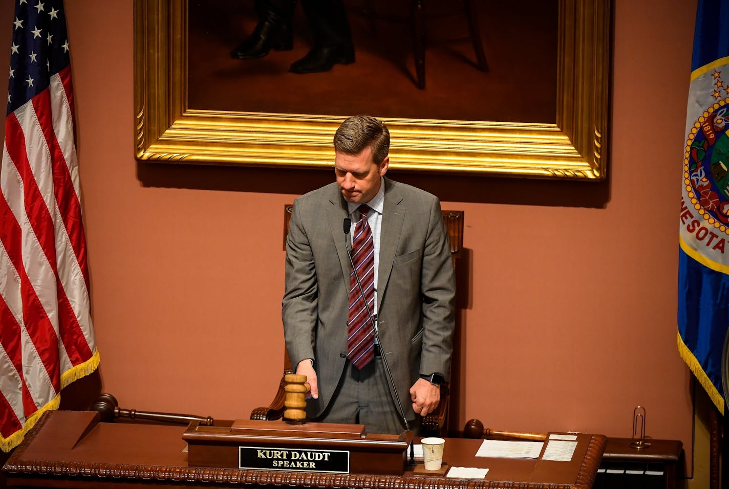 Rep. Kurt Daudt, Speaker of the House, banged the gavel as a recess was called just as Tuesday's special session convened .