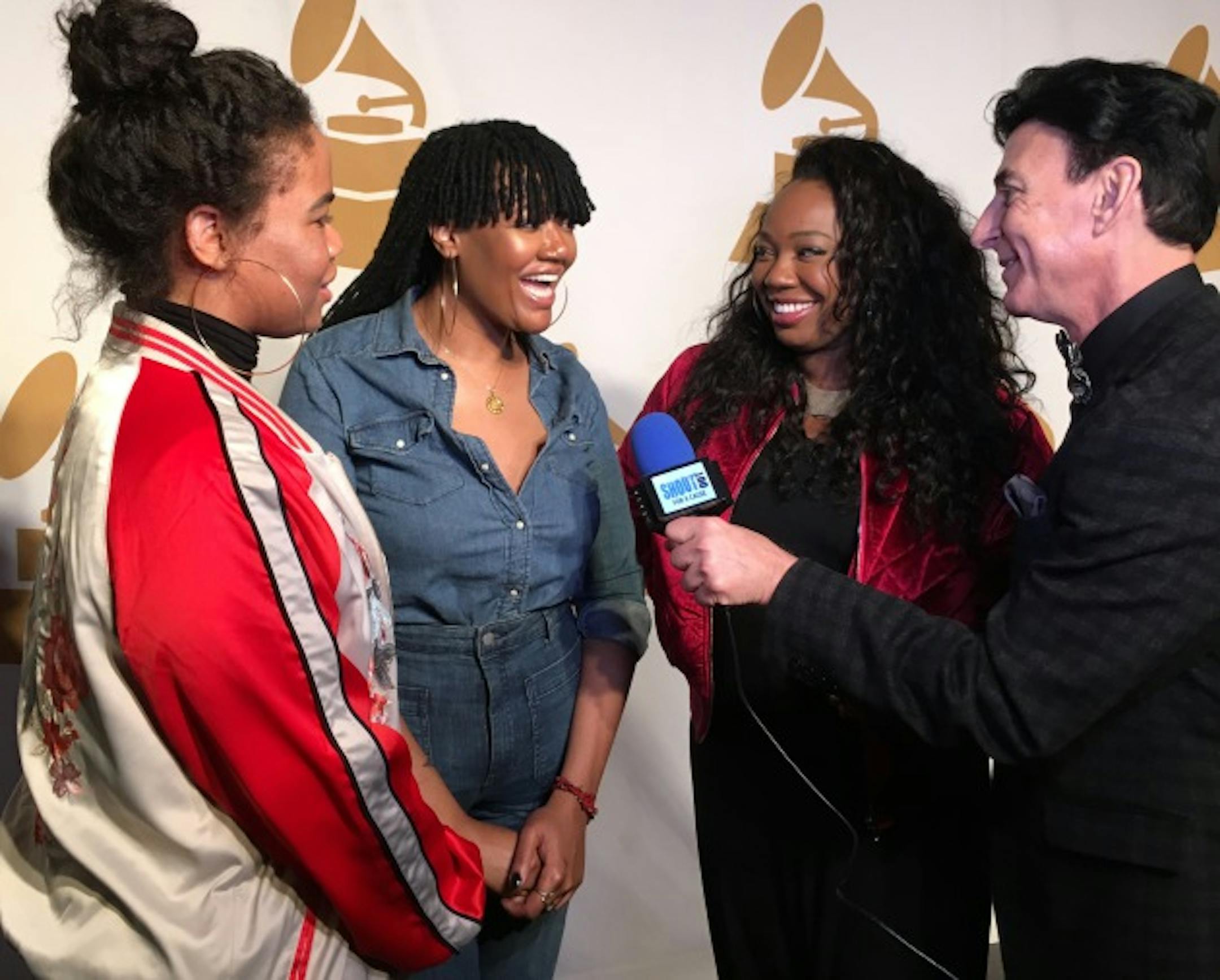 King (Anita Bias, Amber and Paris Strother) meet the Grammy media