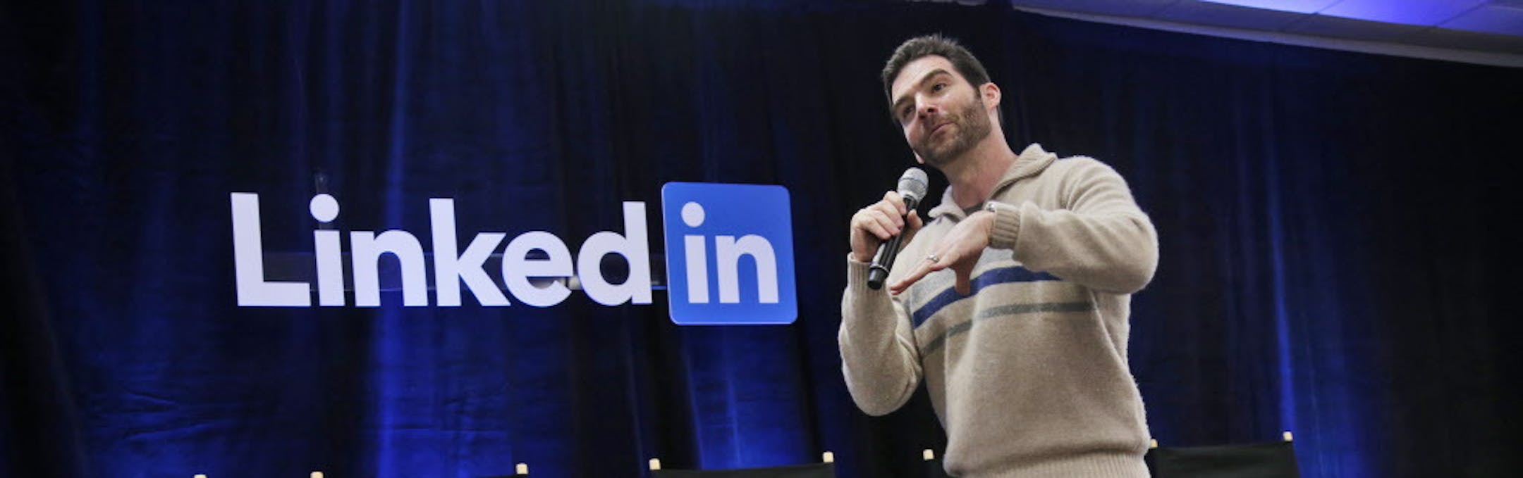 FILE - In this Nov. 6, 2014, file photo, LinkedIn CEO Jeff Weiner speaks during the company's second annual "Bring In Your Parents Day," at LinkedIn headquarters in Mountain View, Calif. LinkedIn reports quarterly financial results on Thursday, July 30, 2015. (AP Photo/Marcio Jose Sanchez, File)