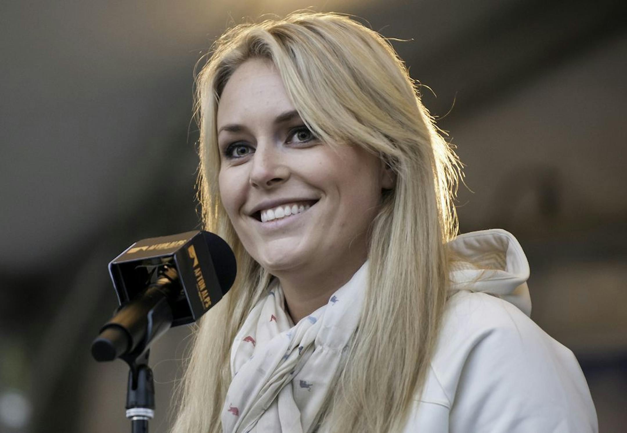 Lindsey Vonn, the first American woman to win an Olympic Gold medal for downhill skiing, spoke to a crowd of fans at Afton Alps in Hastings, Minnesota, on Friday, October 4, 2013.