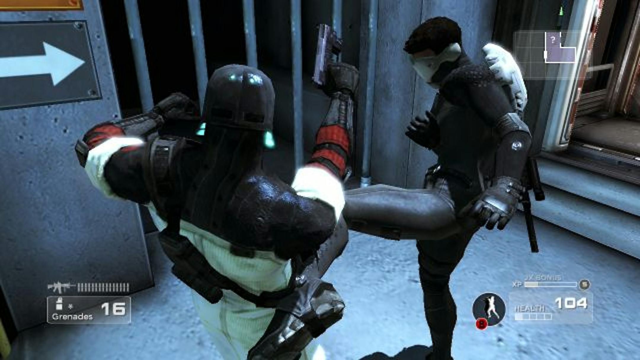 Jason Fleming fights a legion of goons in the Xbox Live game "Shadow Complex."