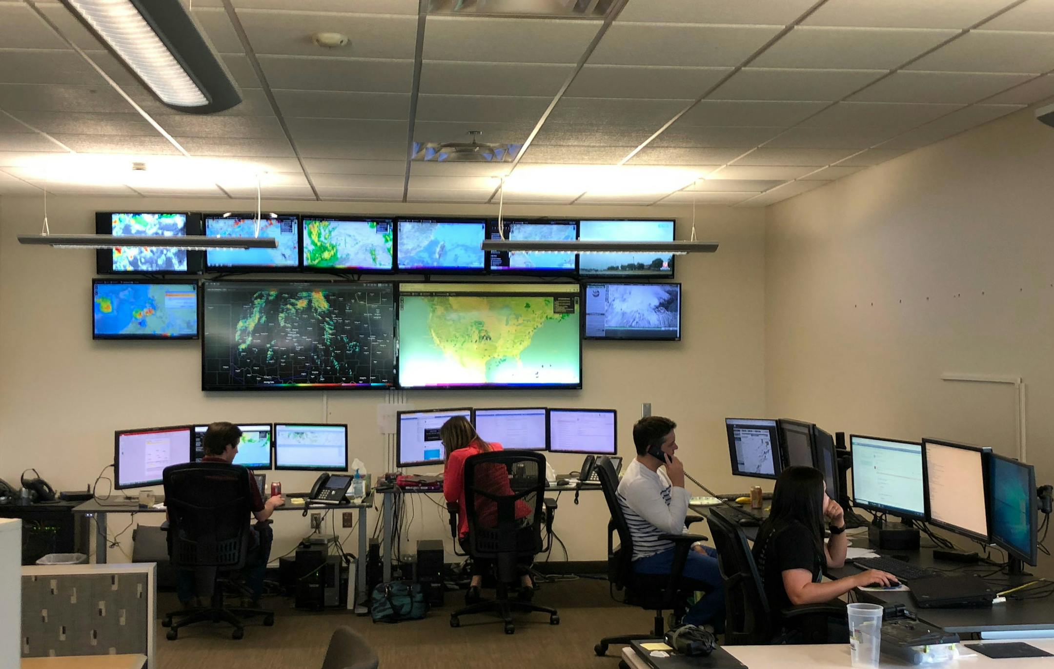 DTN meterologists do forecast work at an office in Norman, Okla. (Provided by DTN)