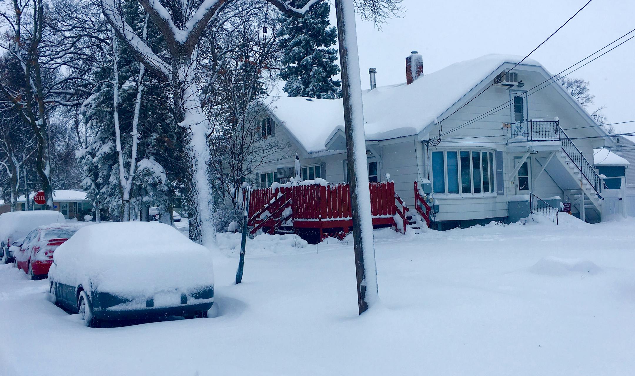 Snow fell in a substantial amount Tuesday in Grand Forks.
