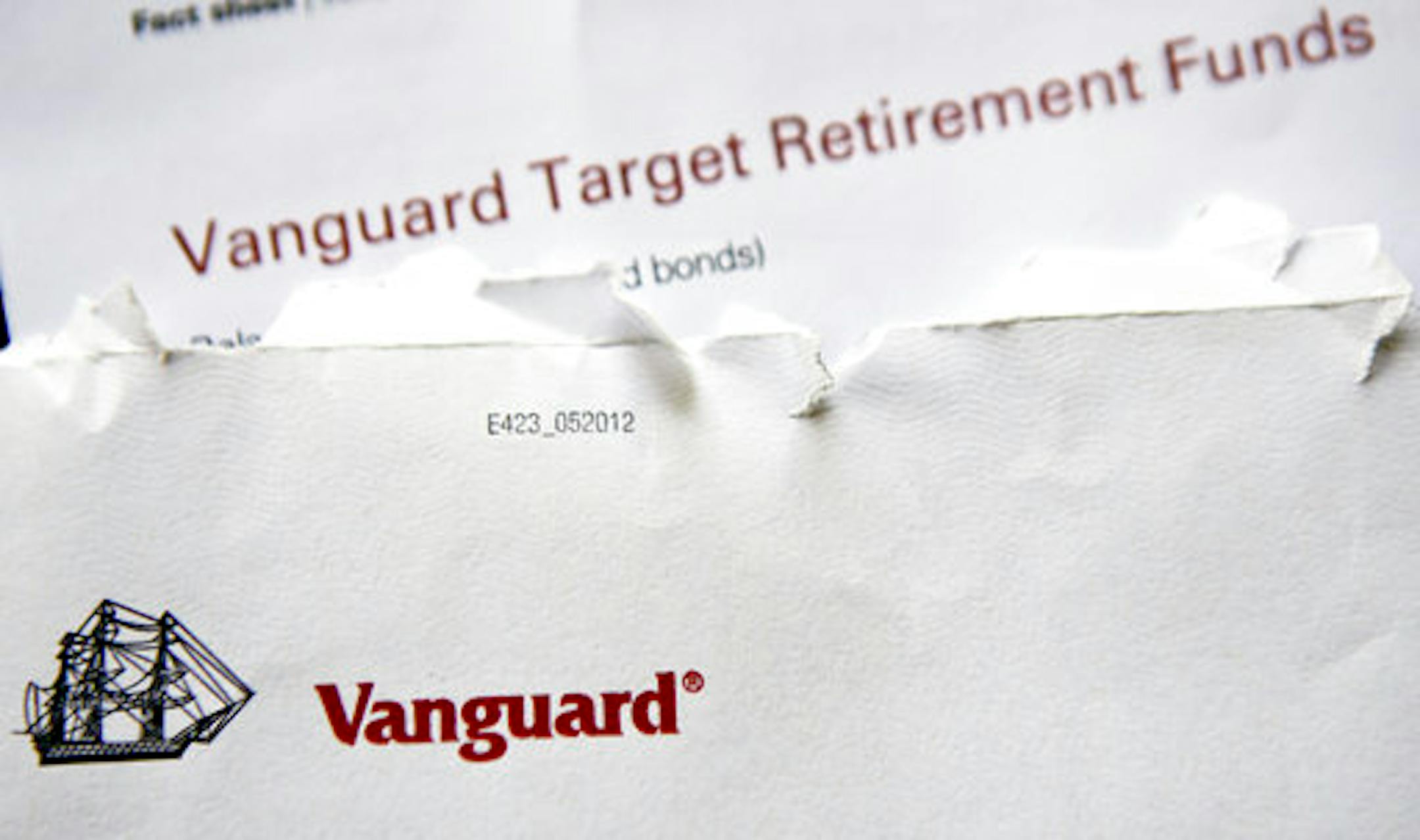 In this photo made on Thursday, June 7, 2018, logo for the Vanguard Group is shown on a correspondence in Zelienople, Pa. (AP Photo/Keith Srakocic)