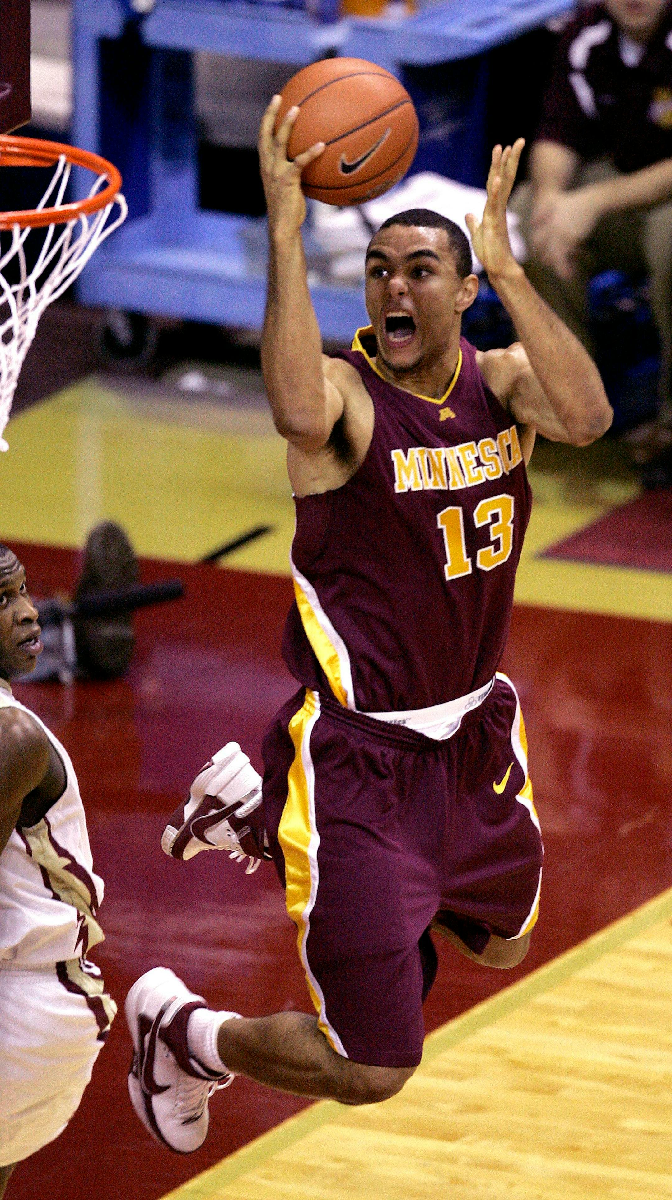 Minnesota's Dan Coleman drives to the basket for two second-half points.