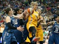 Lindsay Whalen (13), Maya Moore (23) and Elena Delle Donne are three members of the U.S> women's Olympic team.