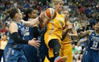 Lindsay Whalen (13), Maya Moore (23) and Elena Delle Donne are three members of the U.S> women's Olympic team.