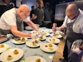 Chefs Jeffrey Nunez and Mark Garcia prepared dishes to serve at a Cargill "Taste of the Future" event in New York City in February 2024.
