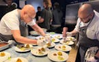 Chefs Jeffrey Nunez and Mark Garcia prepared dishes to serve at a Cargill "Taste of the Future" event in New York City in February 2024.