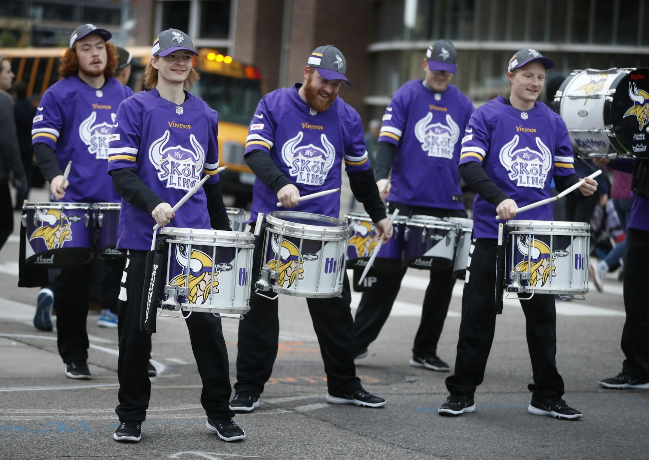 A scaled down version of the Skol Line showed up to cheer the runners on.
