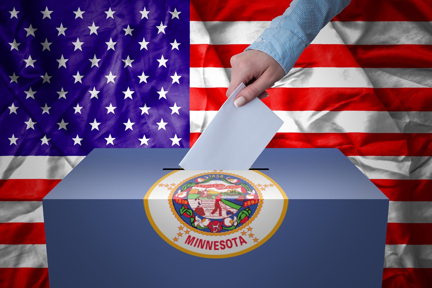 iStock A hand casting a vote in a ballot box for an election in Minesota, USA.