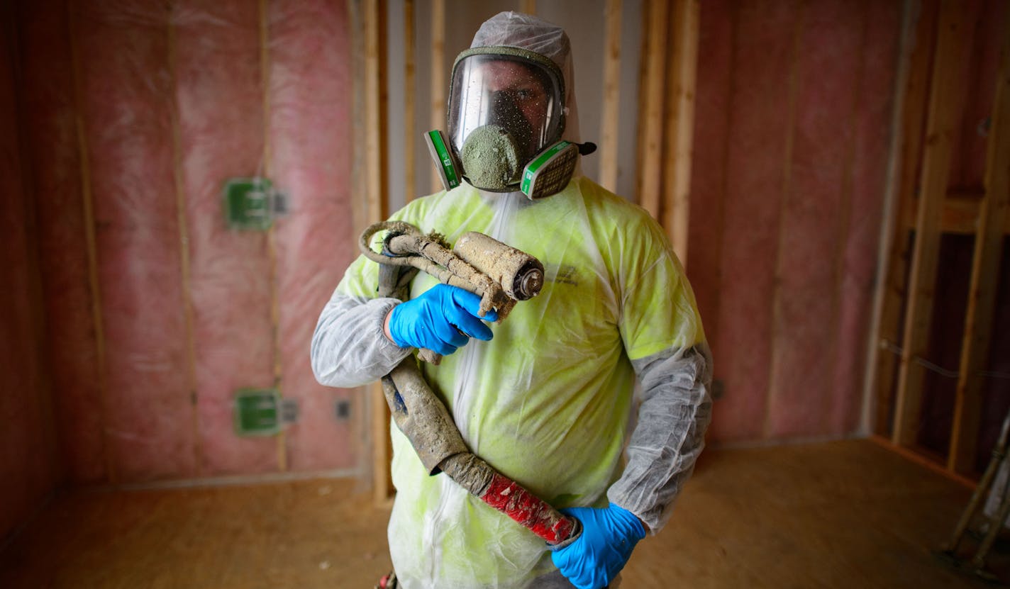 Tony Kubat of Metro Home Insulation uses a new product, GracoInsite to track the quality and time required to apply insulation. The automated monitoring system can detect if the chemical reaction is working properly and if the home is getting insulated properly. Wednesday, November 20, 2013. ] GLEN STUBBE * gstubbe@startribune.com