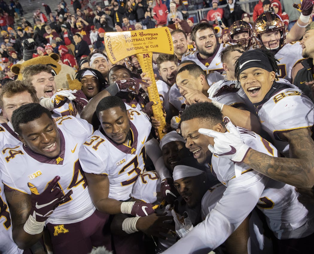 The moment that might have made all the downs this Gophers football season worthwhile: winning back the Axe in Madison.