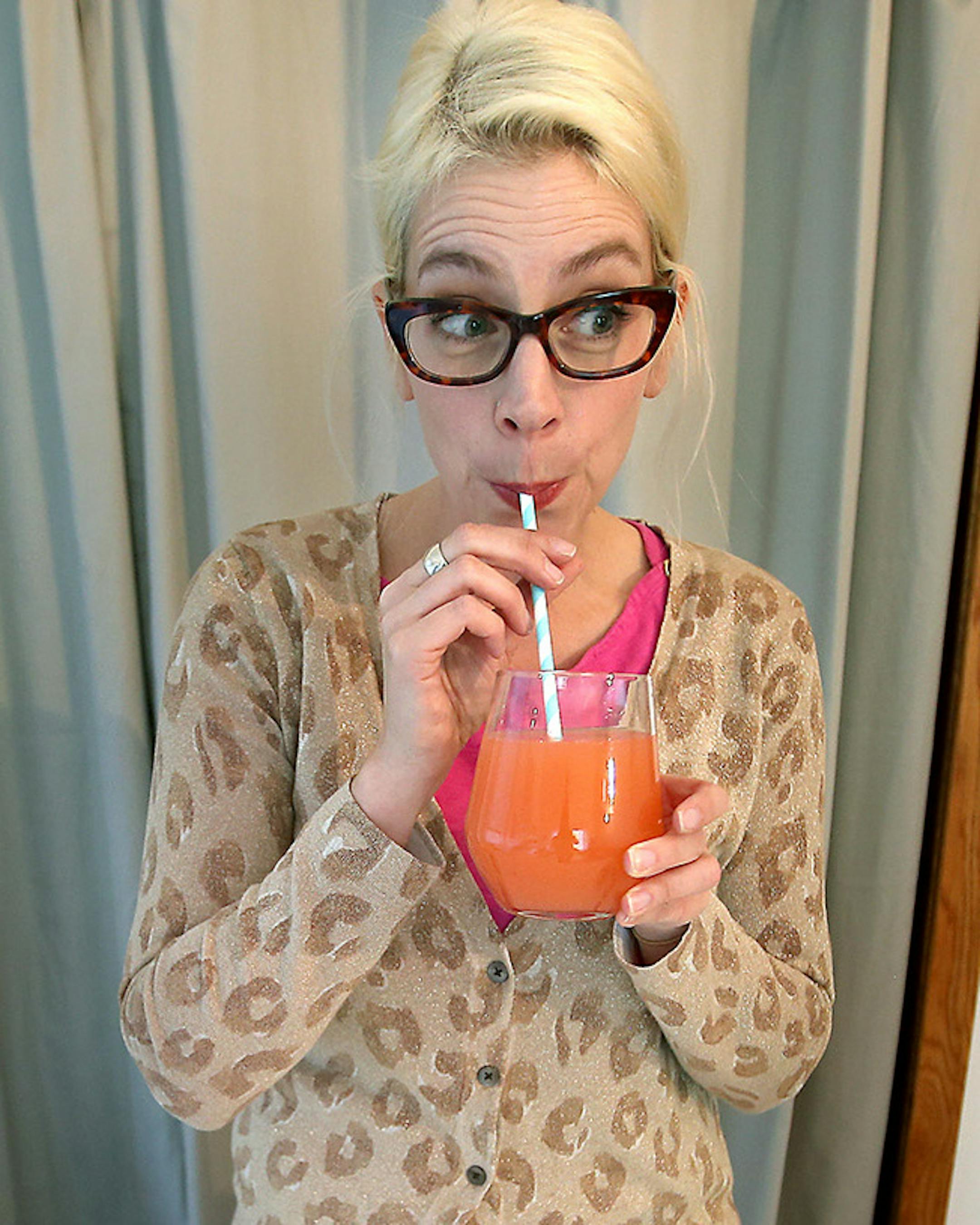 Stephany Wieland made a cocktail from her home, Thursday, October 9, 2014 in Stillwater, MN. Wieland's blog 'Making It with Stephany" has hit the ground running. Since she started in March. she's been nominated for two regional Emmys and is among 5 finalists -- and the only American -- in an international contest sponsored by mega chef Jamie Oliver to create a cocktail. ] (ELIZABETH FLORES/STAR TRIBUNE) ELIZABETH FLORES • eflores@startribune.com