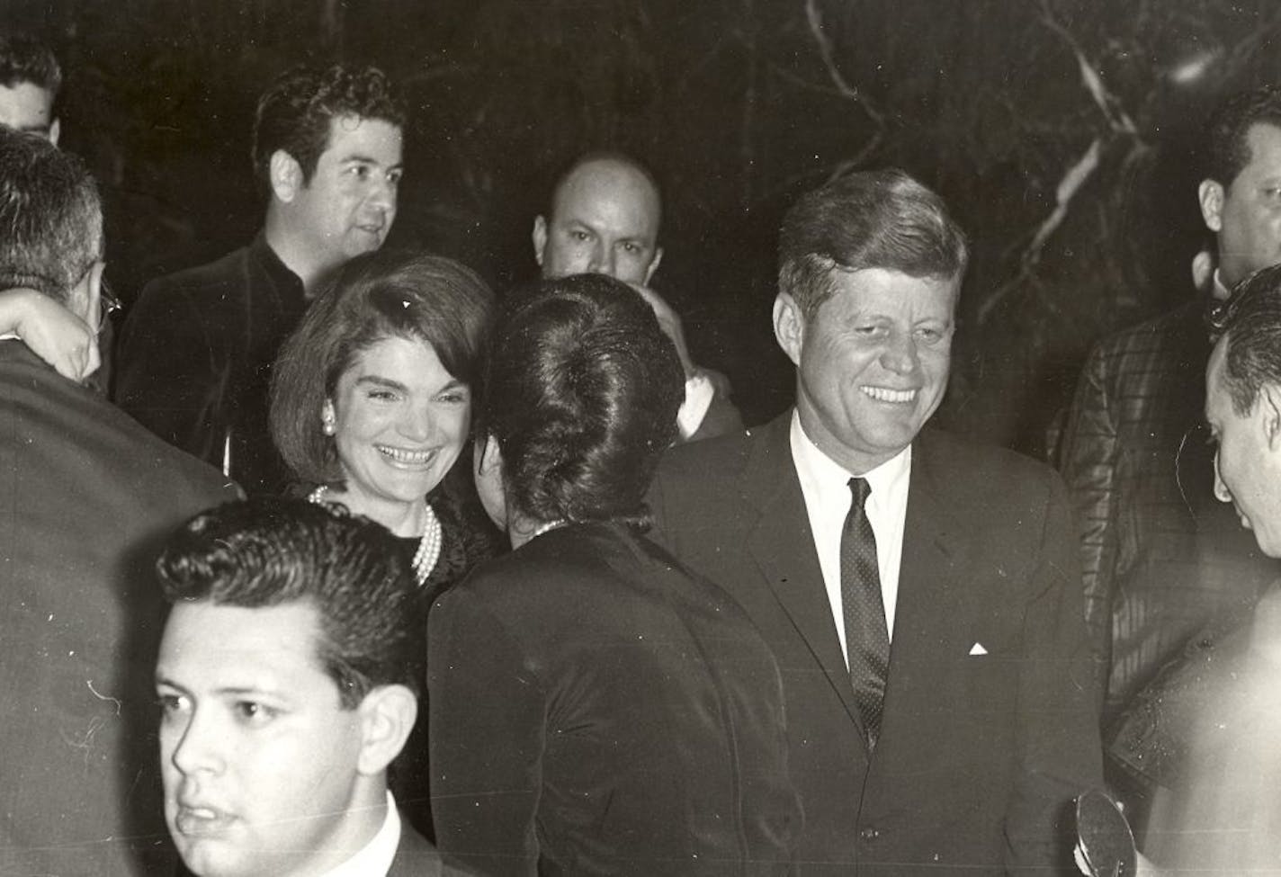 This image provide by Alexander Arroyos, taken on Nov. 21, 1963, shows President John F. Kennedy and first lady Jacqueline Kennedy greeting Latino activists at a LULAC gala in Houston's Rice Hotel. Historians say Kennedy's appearance at the Rice Ballroom _ 49 years ago this week and the night before his assassination _ was likely the first time a U.S. president officially acknowledged Latinos as an important voting block.