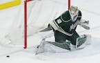 Minnesota Wild goalie Devan Dubnyk defends against the Winnipeg Jets in the first period of an NHL hockey game Saturday, Oct. 15, 2016, in St. Paul, M