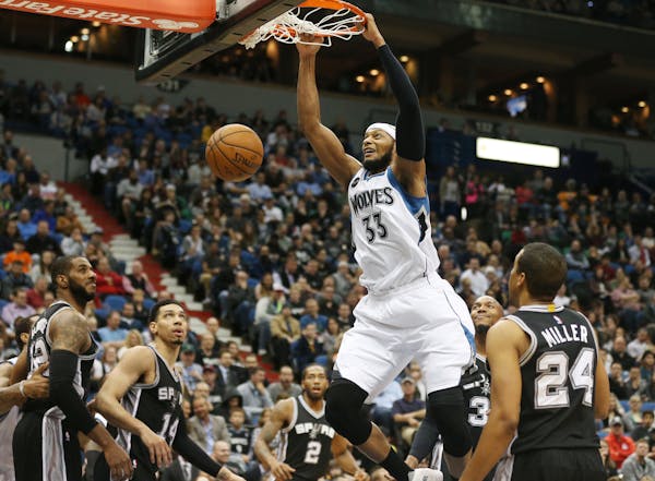 Timberwolves forward Adreian Payne is taking a bigger role off the bench with Shabazz Muhammad out with a sore knee.