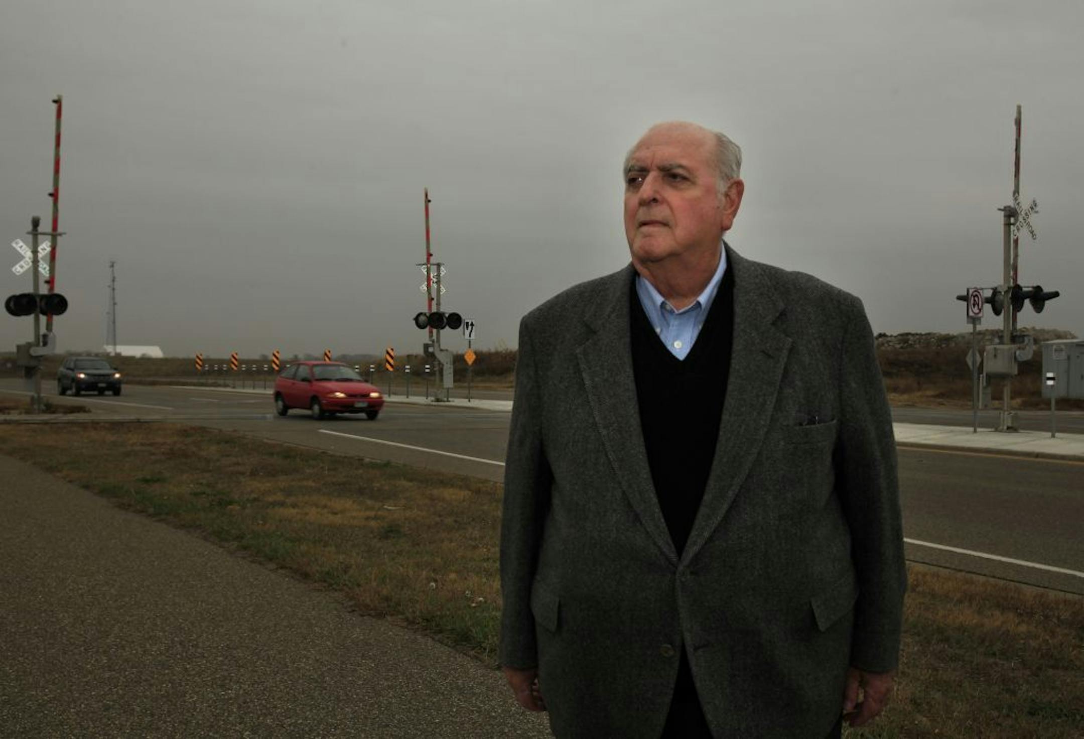 Bruno DiNella stands by the railroad tracks near Chippendale Ave. and County Rd. 46 which is just a block away from the tracks in Rosemount, MN at on October 24, 2012.