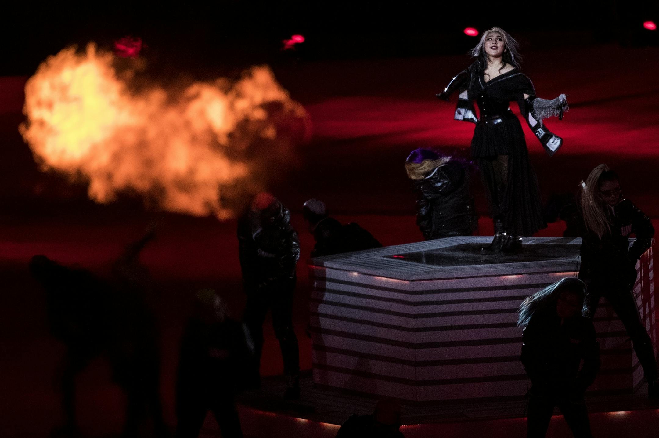 Performers at Pyeongchang Olympic Stadium during Closing Ceremony on Sunday.