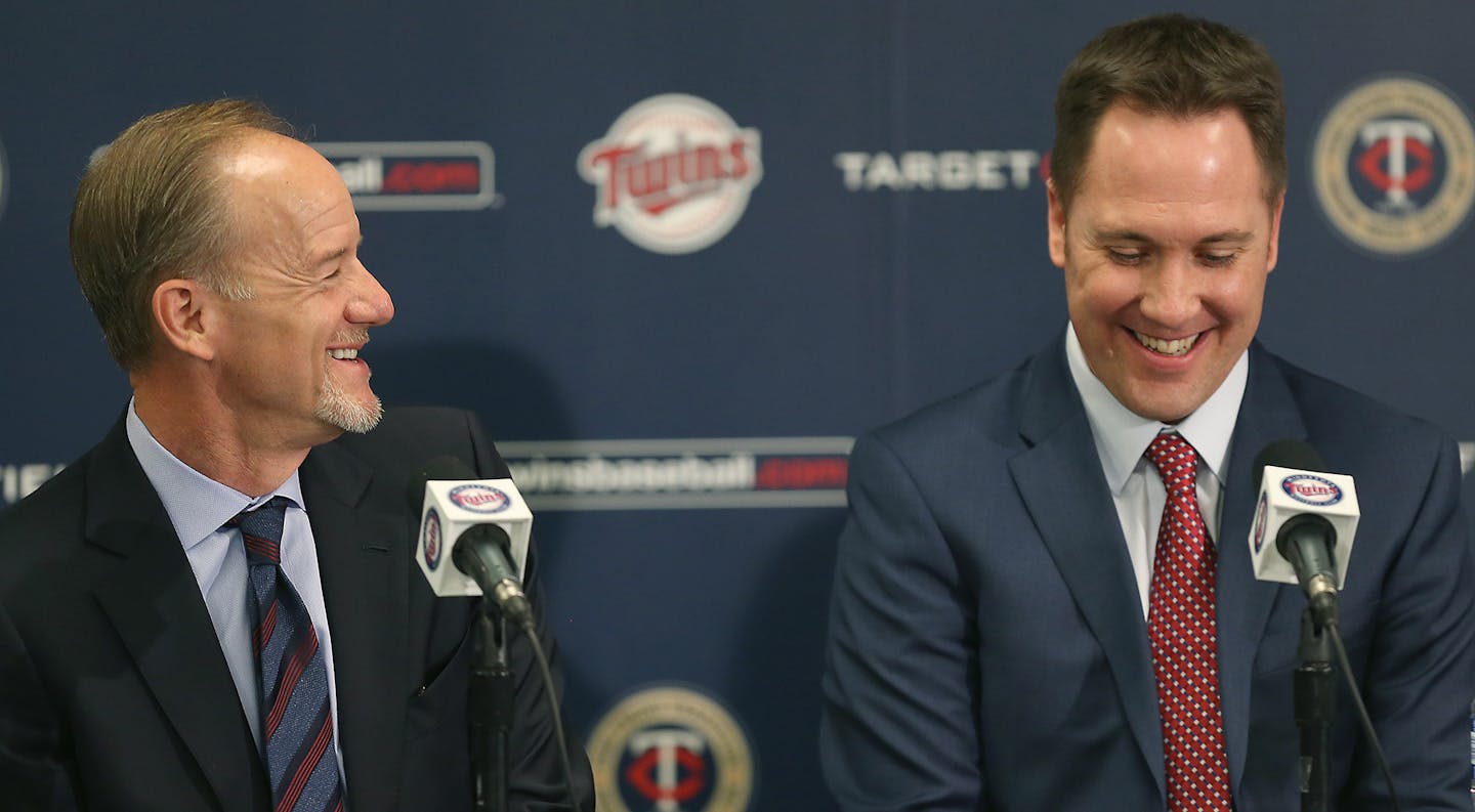 Minnesota Twins Owner Jim Pohlad introduced new Chief Baseball Officer Derek Falvey, during a press conference at Target Field, Monday, November 7, 2016 in Minneapolis, MN. ] (ELIZABETH FLORES/STAR TRIBUNE) ELIZABETH FLORES &#x2022; eflores@startribune.com